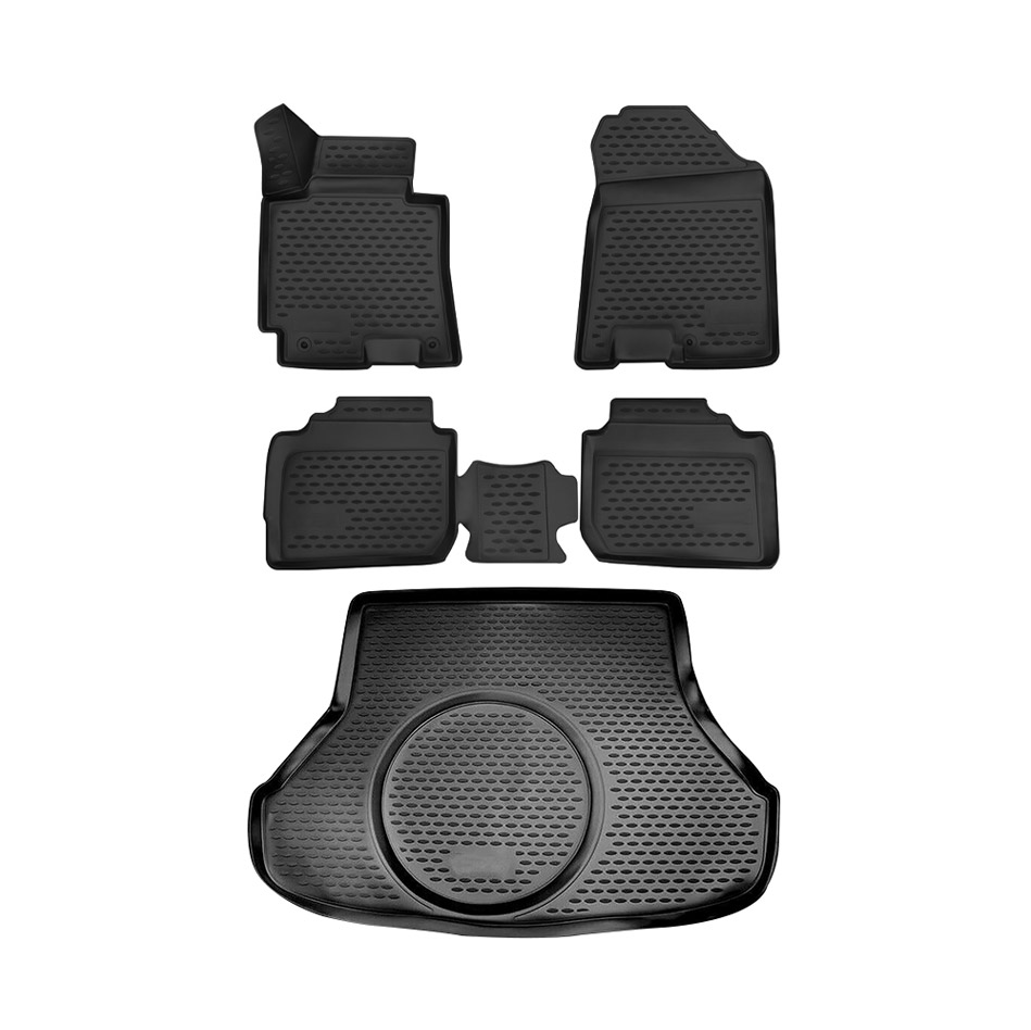 KIA FORTE Floor-Trunk Mats - Omac - 3D - Black - '14-'18